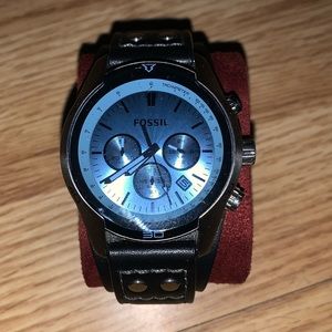 Fossil blue face black leather